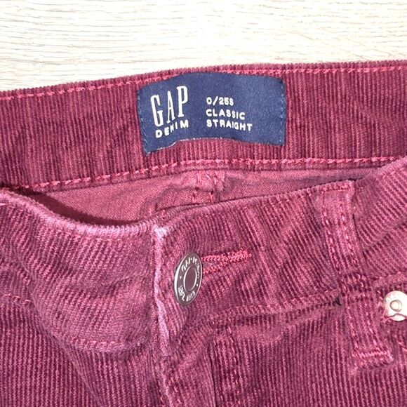 GAP Classic Straight Maroon Corduroy Size 0/25 - Picture 3 of 7
